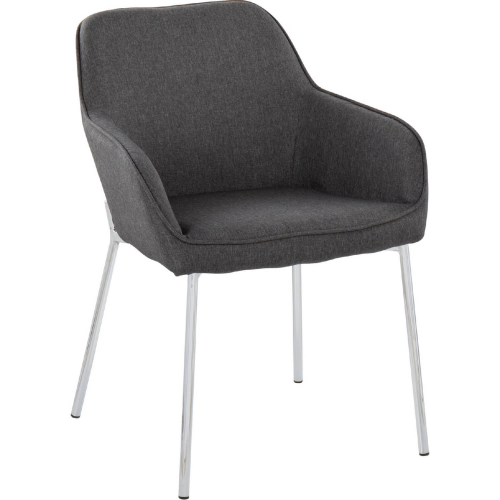 Daniella Dining Chair in Chrome & Charcoal Fabric (Set of 2)